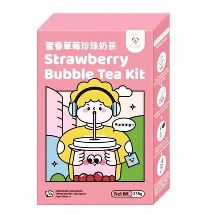 Kit Bubble Tea alla Fragola – 255g | Preparato Completo con Boba, Latte in Polvere e Cannucce