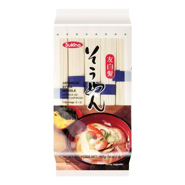 Sukina Somen – Noodles Giapponesi Sottili 453g | Pasta Tradizionale per Zuppe o Piatti Freddi