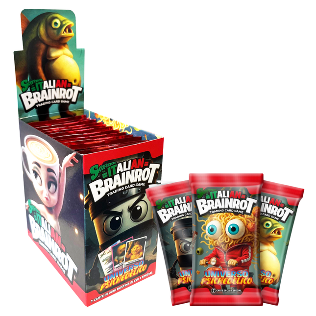 Skifidol - Italian Brainrot TCG - Alpha-Serie Psychedelisches Universum 1 Boosterpack - 7 Karten