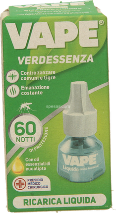 Vape Verdessenza Ricarica Liquida Antizanzare – 60 Notti, con Oli Essenziali di Eucalipto