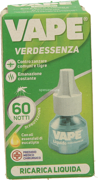 Vape Verdessenza Ricarica Liquida Antizanzare – 60 Notti, con Oli Essenziali di Eucalipto