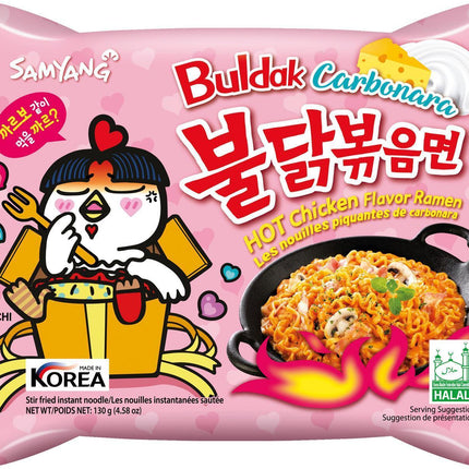 Samyang Buldak Carbonara Hot Chicken Flavor, Noodles al Gusto di Carbonara 130g