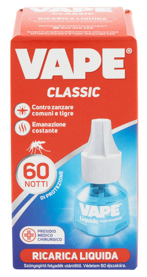 Vape Classic Ricarica Liquida Antizanzare – 60 Notti di Protezione, 36 ml
