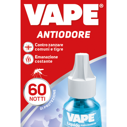 Vape Antiodore Ricarica Liquida Antizanzare – 60 Notti di Protezione, 36 ml