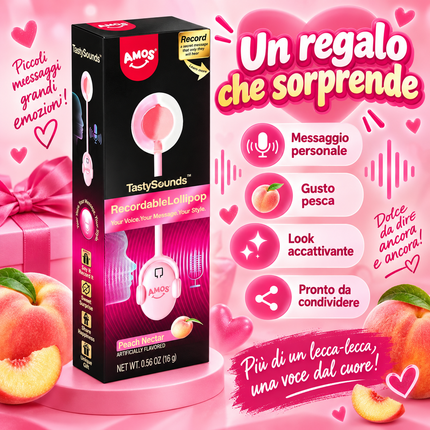 AMOS TastySounds Audio Lollipop Gusto Pesca 16 g – Lecca Lecca Musicale