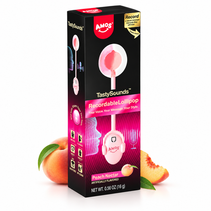 AMOS TastySounds Audio Lollipop Gusto Pesca 16 g – Lecca Lecca Musicale
