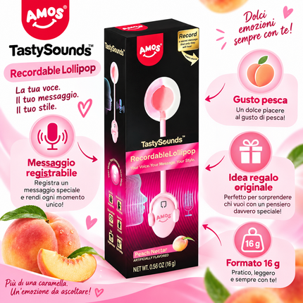 AMOS TastySounds Audio Lollipop Gusto Pesca 16 g – Lecca Lecca Musicale