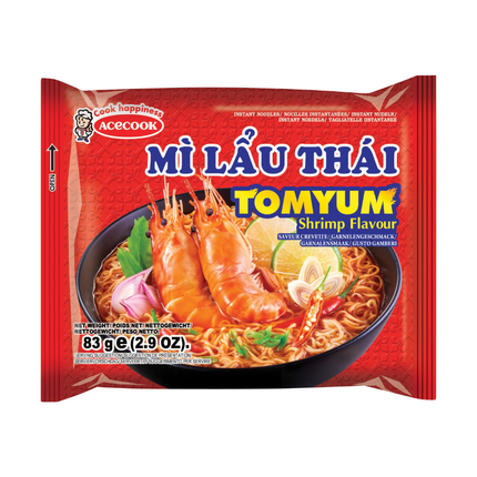 Acecook Mì Lẩu Thái Tom Yum Shrimp Flavour – Noodles Istantanei 83 g