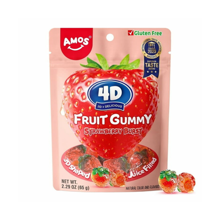 Amos 4D Fruit Gummy Strawberry Burst 65 g