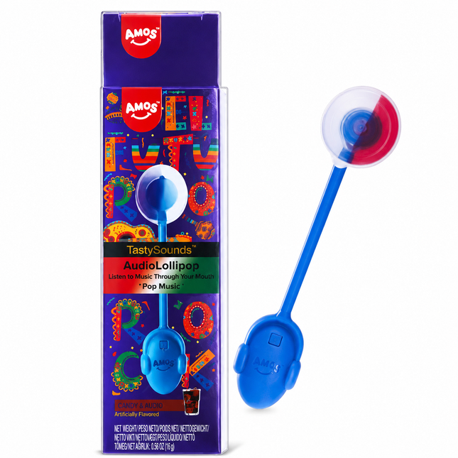 Amos TastySounds Audio Lollipop Cola 10g – Lecca Lecca Interattivo al Gusto Cola