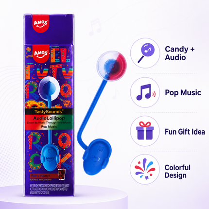 Amos TastySounds Audio Lollipop Cola 10g – Lecca Lecca Interattivo al Gusto Cola