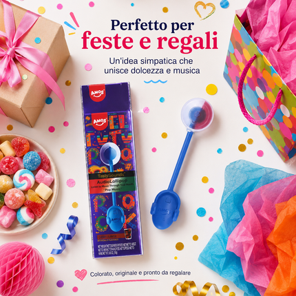 Amos TastySounds Audio Lollipop Cola 10g – Lecca Lecca Interattivo al Gusto Cola