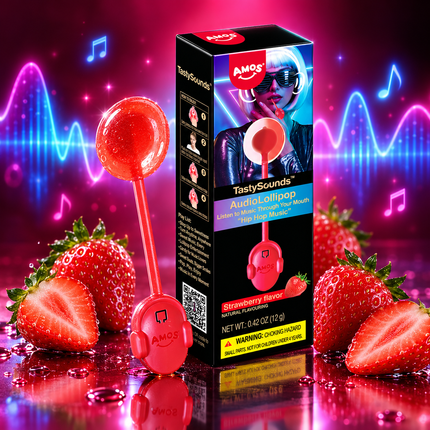Amos TastySounds Audio Lollipop Strawberry Flavor 12g – Lecca Lecca Musicale al Gusto Fragola