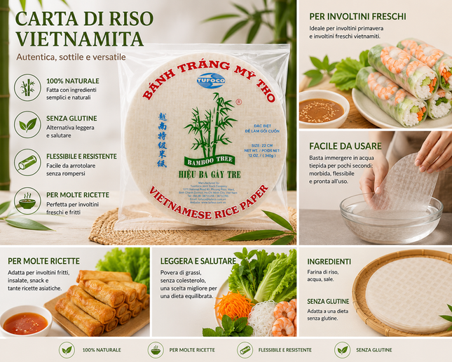 Bamboo Tree Vietnamese Rice Paper 28 cm – Carta di Riso Vietnamita 340 g