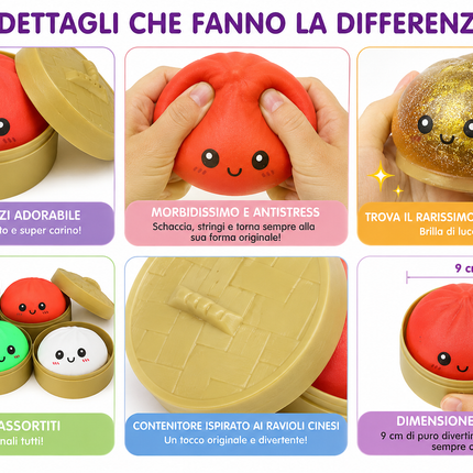 Baozi Squishy Ravioli Cinesi – Squishy Antistress Colore a Sorpresa