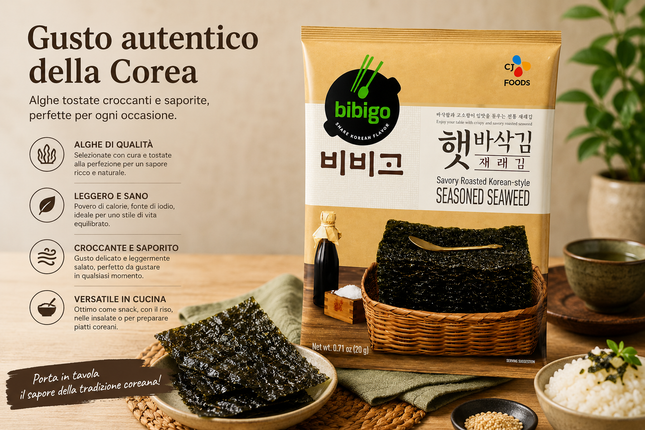 Bibigo Savory Roasted Korean Style Seasoned Seaweed 20g