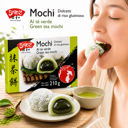Biyori Mochi al Tè Verde Dolcetti di Riso Glutinoso 210 g