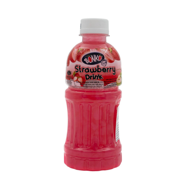 Bonko Strawberry Drink mit Nata de Coco 320 ml – Erdbeergetränk mit Kokoswürfeln