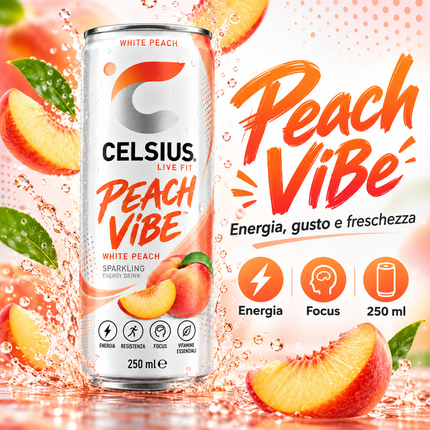 CELSIUS Peach Vibe White Peach – 250 ml