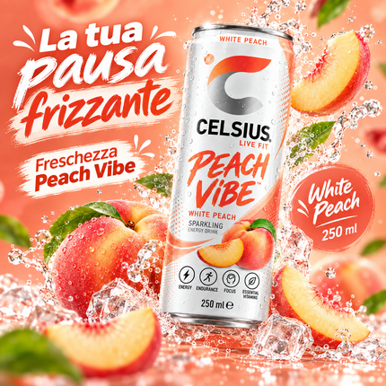 CELSIUS Peach Vibe White Peach – 250 ml