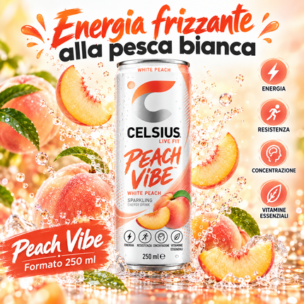 CELSIUS Peach Vibe White Peach – 250 ml