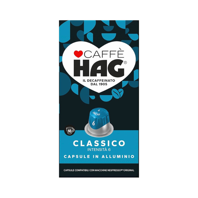 Caffè Hag Classico Decaffeinato Capsule Compatibili Nespresso® Original 10 Capsule – Intensità 6 55g