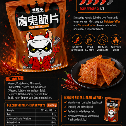 Chao Ba Ye Teufel knusprige Chips mit Ghost Pepper Mala – 200 g