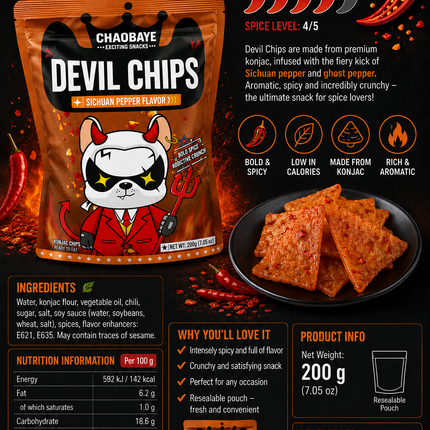 Chao Ba Ye Teufel knusprige Chips mit Ghost Pepper Mala – 200 g