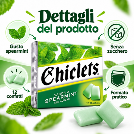 Chiclets Spearmint – 绿薄荷味口香糖 16.5克