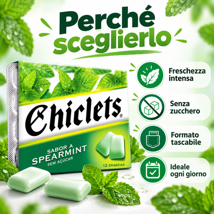 Chiclets Spearmint – 绿薄荷味口香糖 16.5克