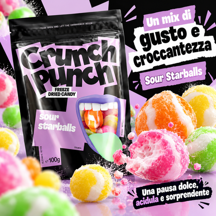 Crunch Punch Sour Starballs Caramelle Liofilizzate 100 g