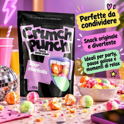 Crunch Punch Sour Starballs Caramelle Liofilizzate 100 g
