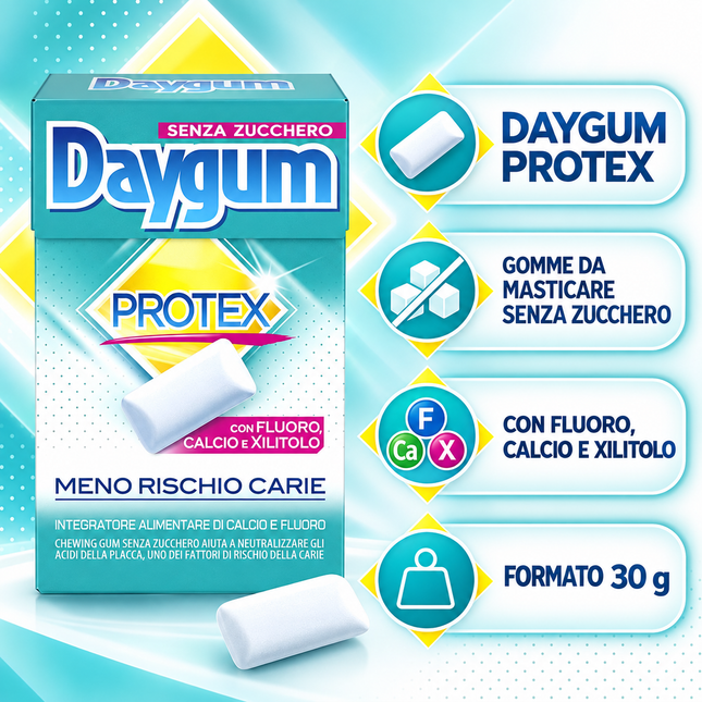 Daygum Protex Sugar-Free – Chewing Gum with Xylitol, Calcium, and Fluorine