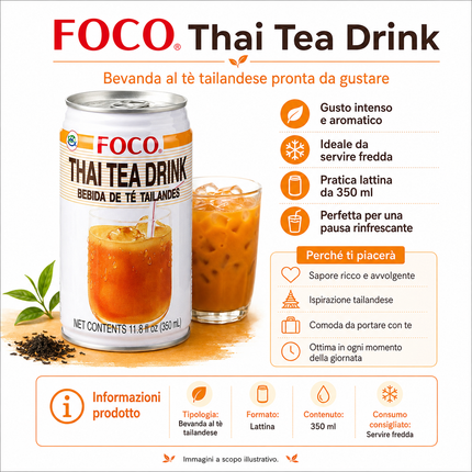 FOCO Thai Tea Drink – Thailändischer Eistee mit Milch 350 ml