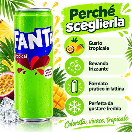 Fanta Tropical – Tropical Flavored Carbonated Soft Drink in a Can
