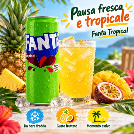 Fanta Tropical – Tropical Flavored Carbonated Soft Drink in a Can