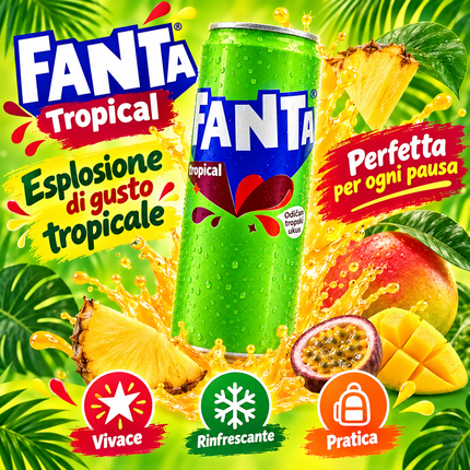 Fanta Tropical – Tropical Flavored Carbonated Soft Drink in a Can