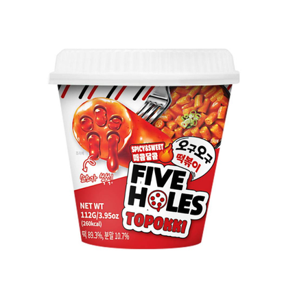 Five Holes Topokki Spicy & Sweet – Gnocchi di Riso Coreani Dolci e Piccanti 112 g