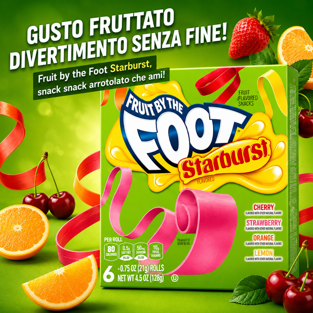 Fruit by the Foot Starburst 128g (6 Rotoli) – Caramelle Gommose alla Frutta
