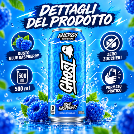 GHOST Energy Blue Raspberry Zero Sugar – 500 ml