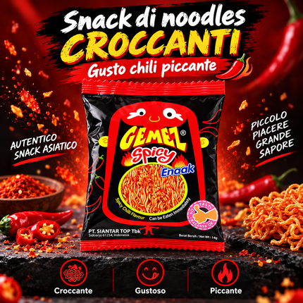 Gemez Enaak Spicy Chilli 14 g – Snack Croccante di Noodles Piccanti