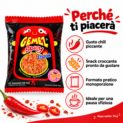 Gemez Enaak Spicy Chilli 14 g – Snack Croccante di Noodles Piccanti