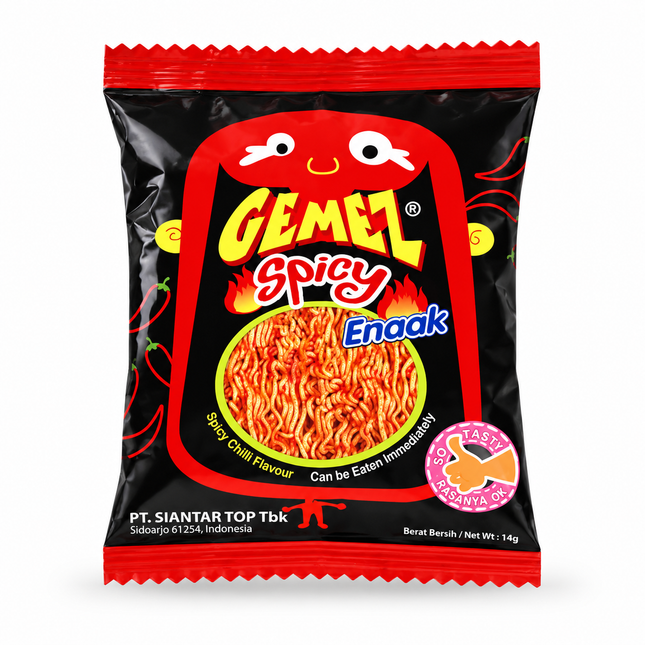 Gemez Enaak Spicy Chilli 14 g – Snack Croccante di Noodles Piccanti