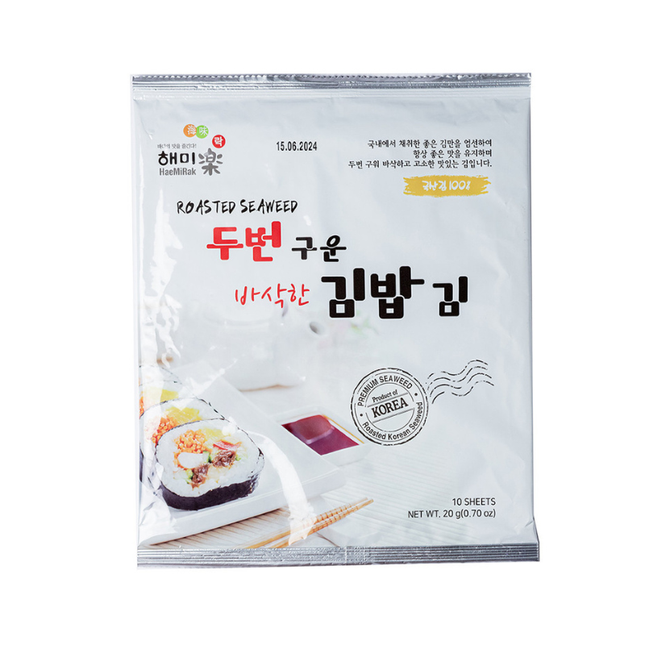 HaeMiRak Roasted Seaweed per Kimbap 10 Fogli 20 g