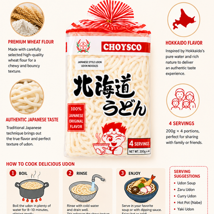 Happy Fortunes Udon Noodles Freschi 800g (4x200g)