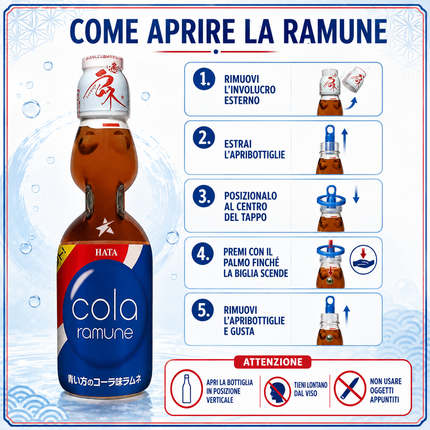 Hata Kosen Ramune Gusto Cola – Bevanda Giapponese 200 ml