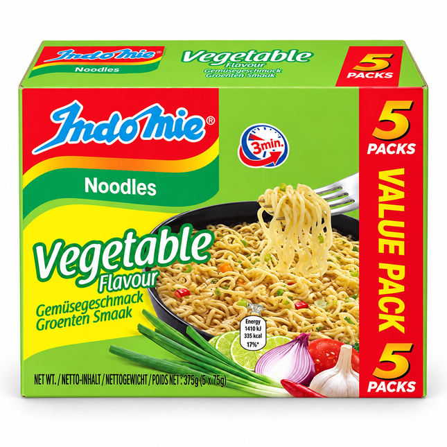 INDOMIE – Noodles istantanei gusto verdure – 5 x 75 g (375 g)