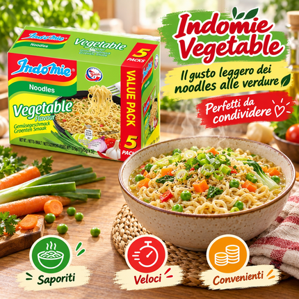 INDOMIE – Noodles istantanei gusto verdure – 5 x 75 g (375 g)