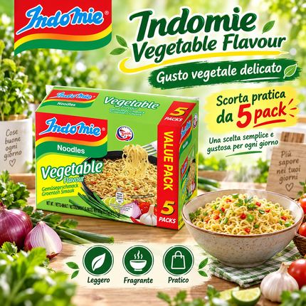 INDOMIE – Noodles istantanei gusto verdure – 5 x 75 g (375 g)
