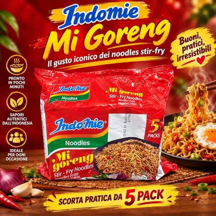 Indomie Mi Goreng Original 5 × 80 g (400 g) – Noodles Istantanei Saltati